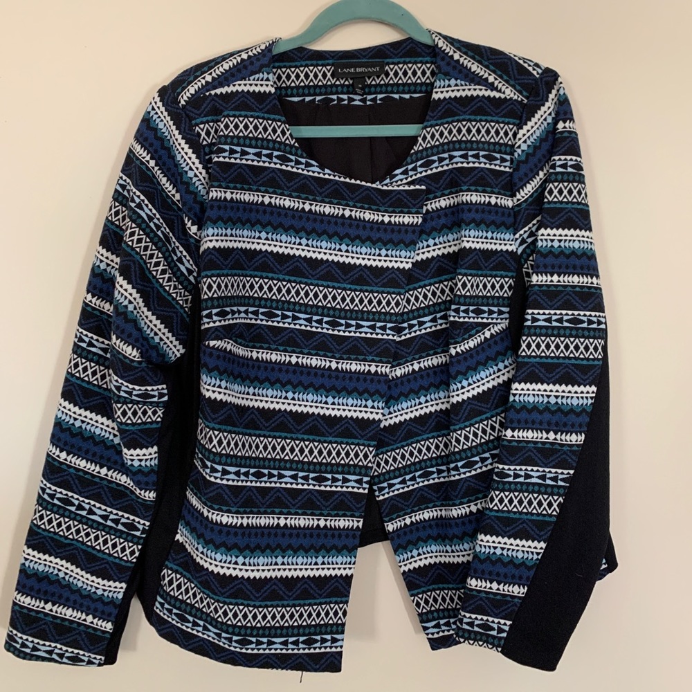 Lane Bryant Blue/Black Printed Blazer size 18